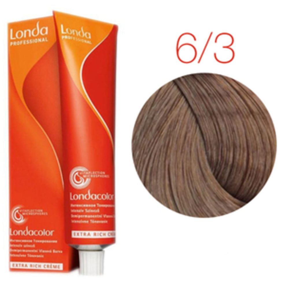 Londa Color инт.тонирование, 6/3 темный блонд золотистый, 60мл