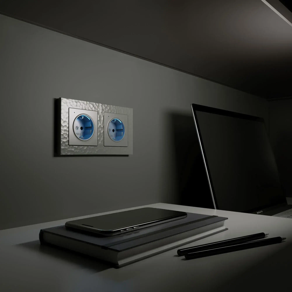 Рамка на 2 поста Hammer (серебряный) W0022406