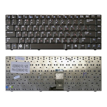 Клавиатура для ноутбука Samsung R517, R518, R519, Плоский Enter. Черная, без рамки
