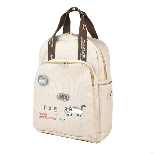 Портативный дорожный рюкзак, ручная сумка с котом MATILDASan, светло-бежевая, 25-8030-1, KUSUGURU