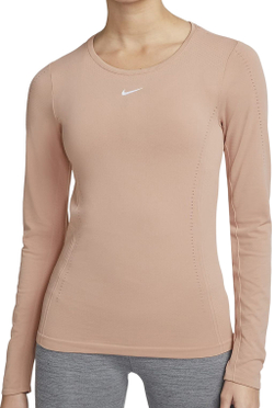Женская теннисная футболка (dł. Рукава) Nike Dri-Fit Aura Slim Fit Long Sleeve Training Top W - rose whisper/reflective