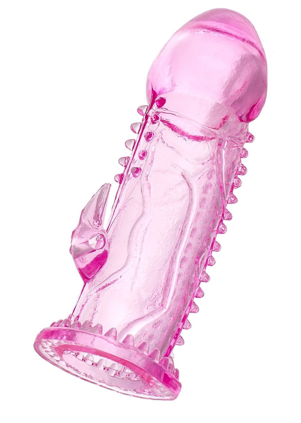 Розовая насадка на пенис с шипиками и коготком - 13,5 см. (Цвет: розовый)