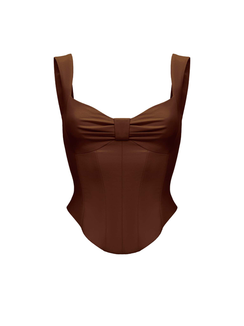 Драпированный удлиненный корсетный топ из эко-кожи