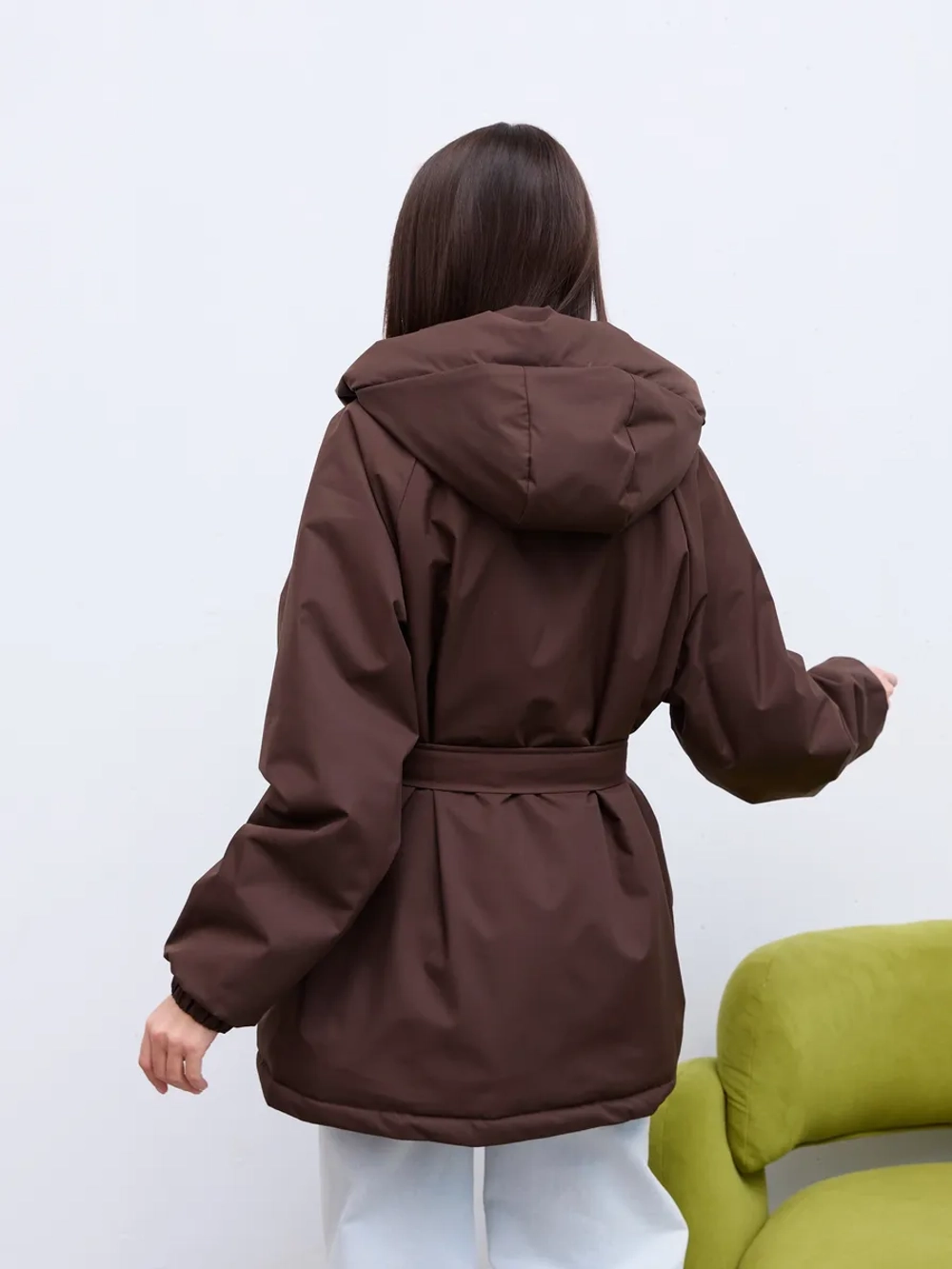 Куртка весенняя удлиненная с капюшоном