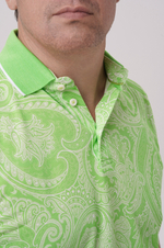 Поло салатовое с белым принтом пейсли