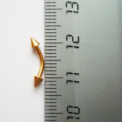 Микробанан 8 мм с конусами 3 мм для пирсинга брови, толщина 1,2 мм. Медицинская сталь, золотое анодирование. 1 шт