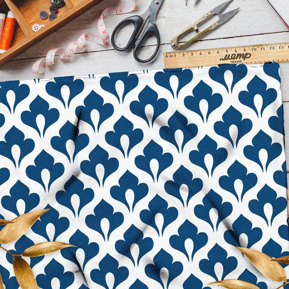 Ткань шелк Армани синий королевский узор