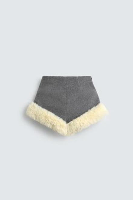 ZARA HARRY LAMBERT X DISNEY КОМБИНИРОВАННЫЕ ШОРТЫ С МЕХОМ , СЕРЕБРИСТЫЙ