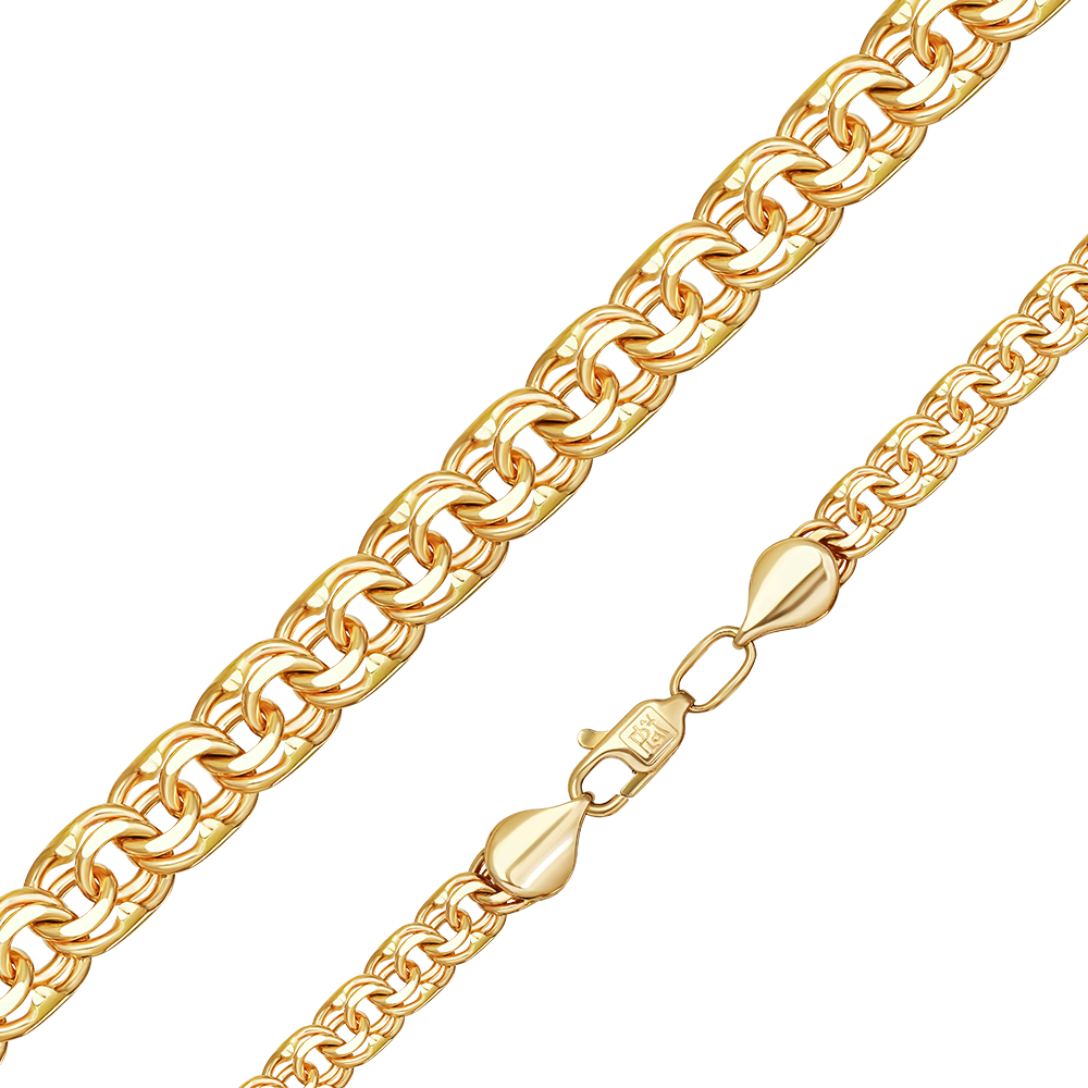 Цепь из лимонного золота с алмазной гранью (плетение «Бисмарк»)