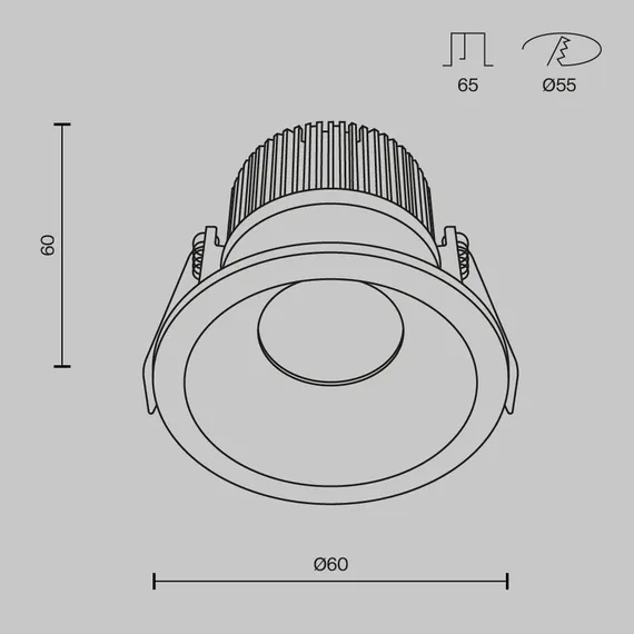 Встраиваемый светильник Зум / Zoom 6 Вт 3000 К 60° IP 65 Technical dl034-01-06w3k-w