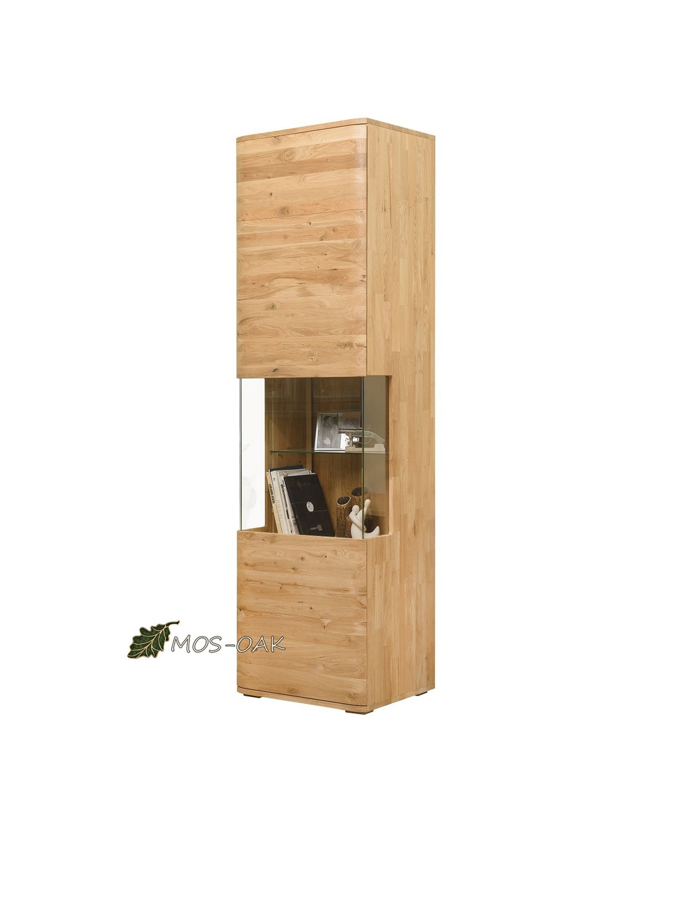 Шкаф с витриной из массива дуба Мидгард-1