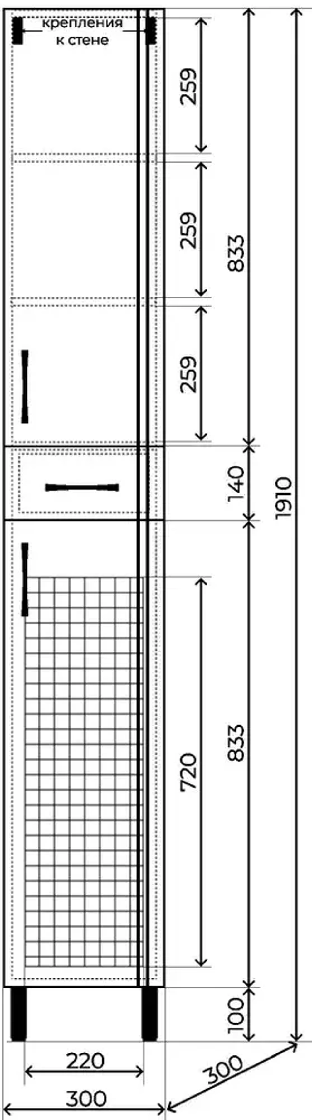 Колонна Style Line Эко Стандарт 30 с бельевой корзиной