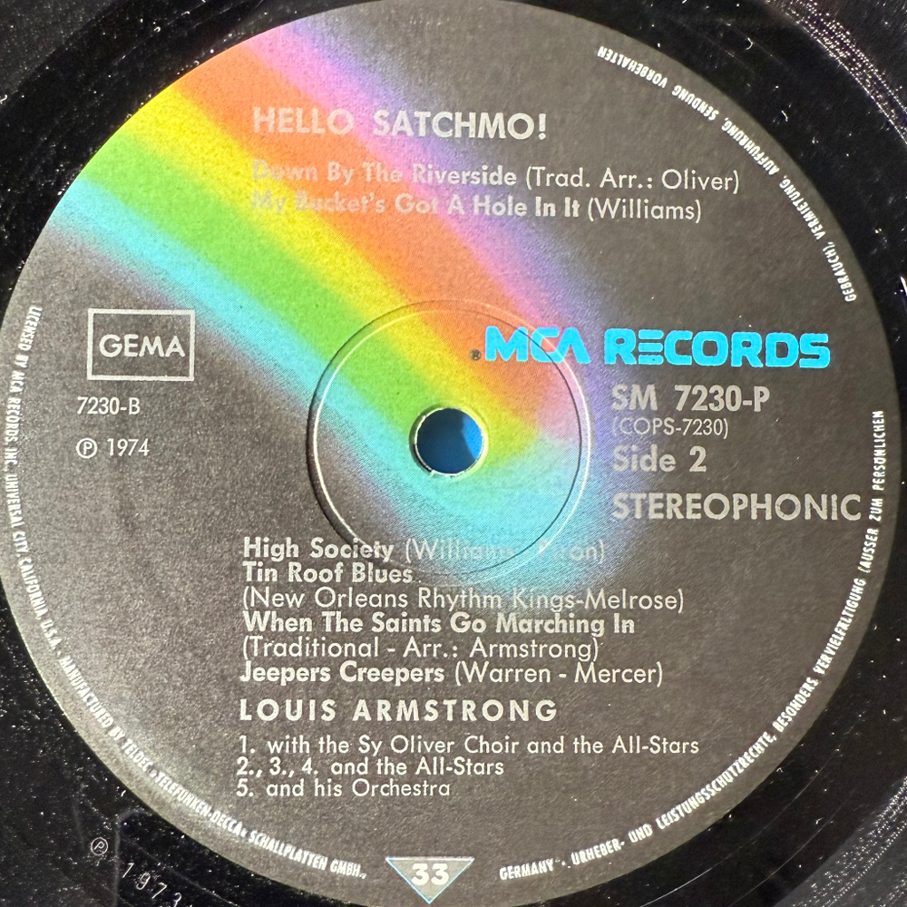 Louis Armstrong ‎– Hello Satchmo - His Golden Favorites (Германия 1974г.)