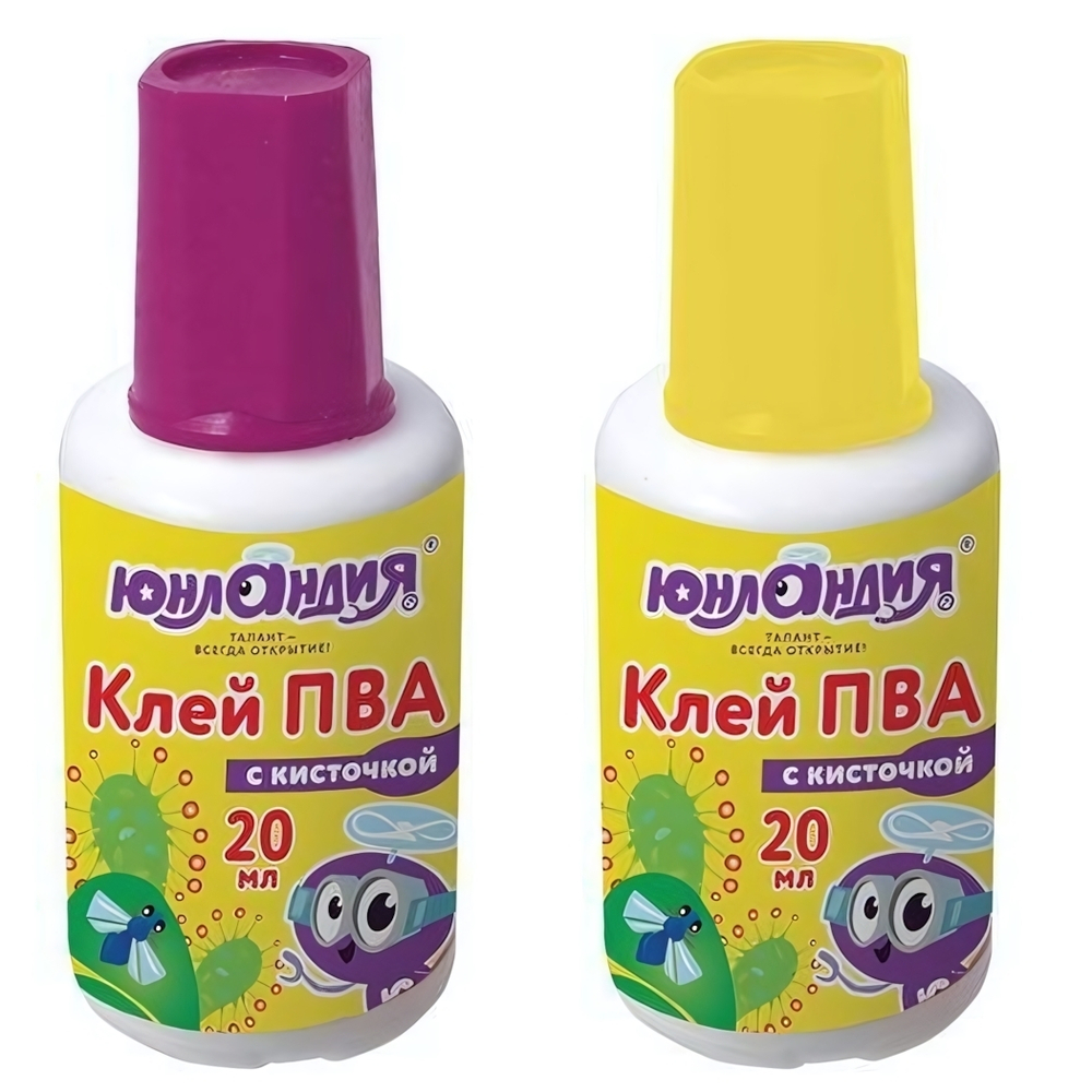 Клей ПВА 20г. с кисточкой (ЮНЛАНДИЯ) (Комплект 20шт.)