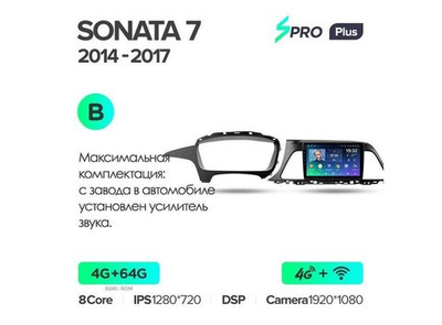 Магнитола Teyes SPRO Plus 4-64 Hyundai Sonata 7 LF 2014 — 2017 9.0" (B)