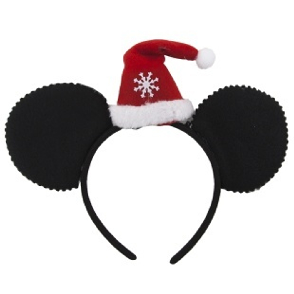 Ободок, Мышка в новогоднем колпачке, Черный/Красный, 1 шт.