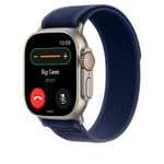 Браслет Apple Trail Loop, синий со светлой пряжкой, для Apple Watch 44, 45, 46 мм и Ultra 2–3 (дизайн 2024) Нейлоновый браслет «Тропа» с текстильной застёжкой