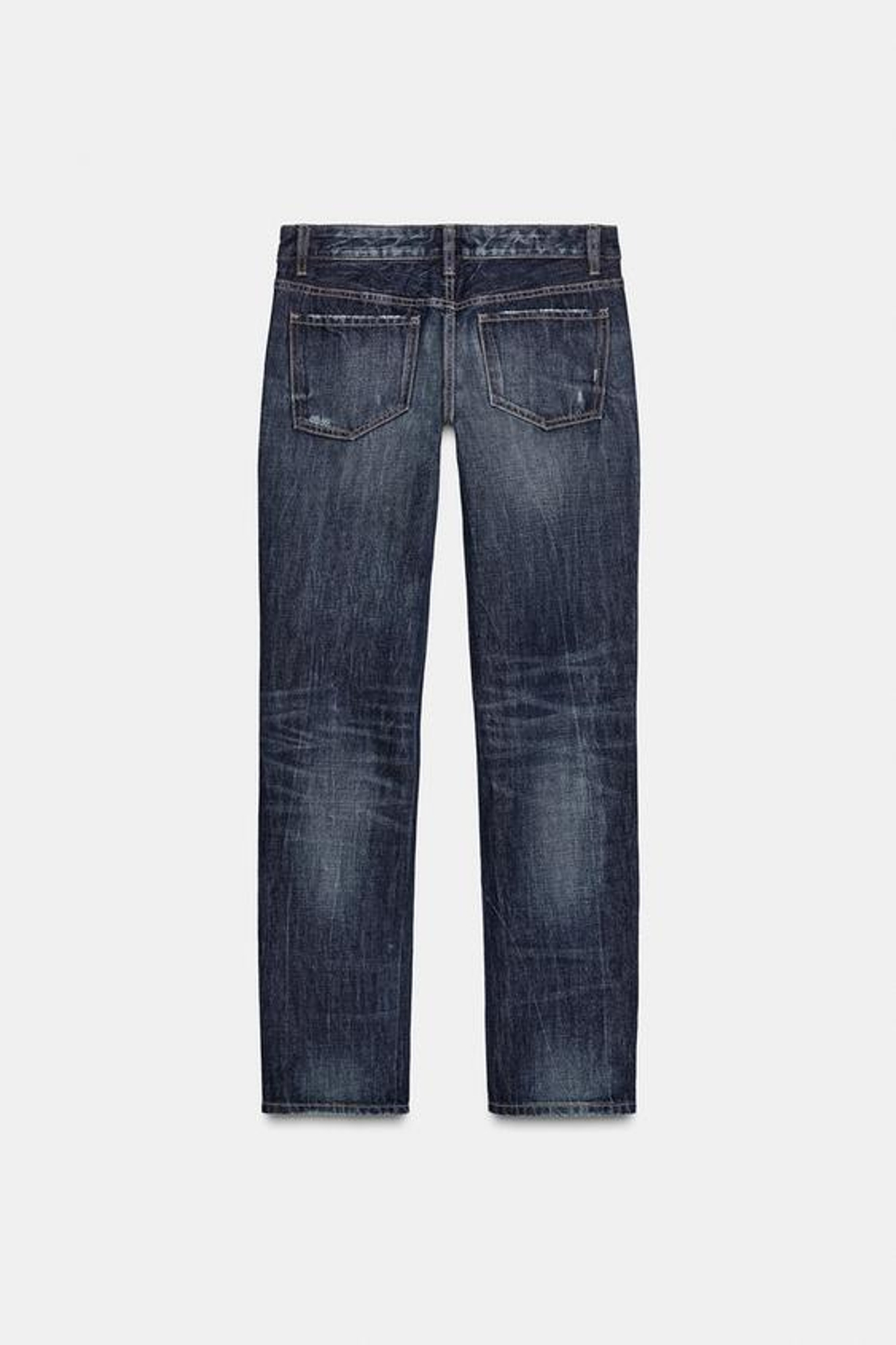 ZARA ДЖИНСЫ TRF ПРЯМОГО КРОЯ С НИЗКОЙ ПОСАДКОЙ, МОРСКОЙ СИНИ
