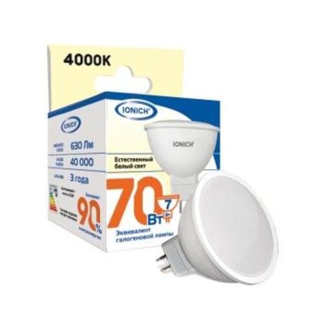 Лампа светодиодная IONICH JCDR 7Вт 4000К GU5.3