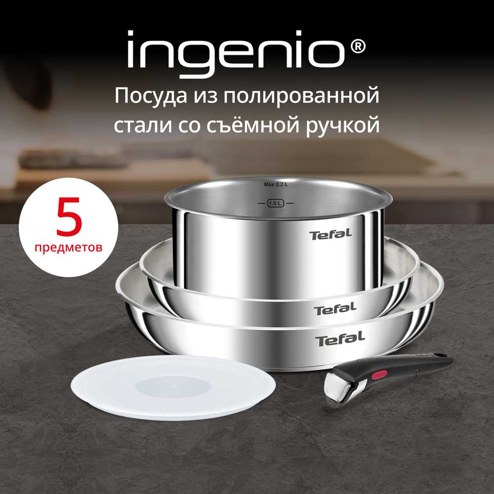 Набор посуды со съемной ручкой Tefal Ingenio Emotion L896S504, 5предметов