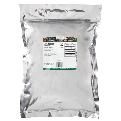 Frontier Co-op, Органические разрезанные и просеянные листья люцерны, 453 г (16 унций)