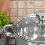 Кастрюля 3,5л нерж со стеклянной крышкой, ТРС