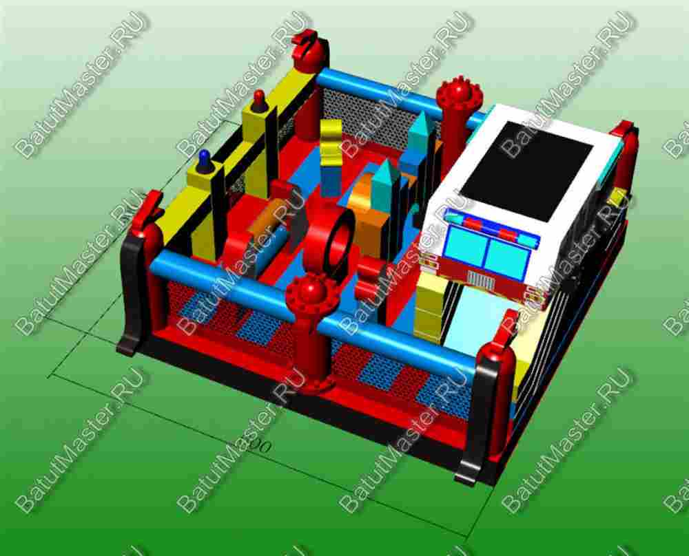 Надувной батут "Пожарная площадка" 6*4*4 м