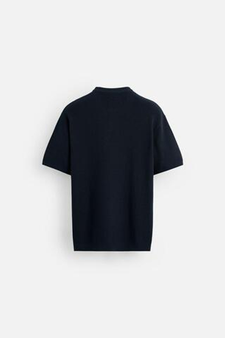 ZARA ФУТБОЛКА ИЗ ТРИКОТАЖА, МОРСКОЙ СИНИЙ