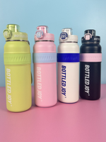 Термос Bottled Joy, нержавеющая сталь 316, 1000 мл, черно-розовый