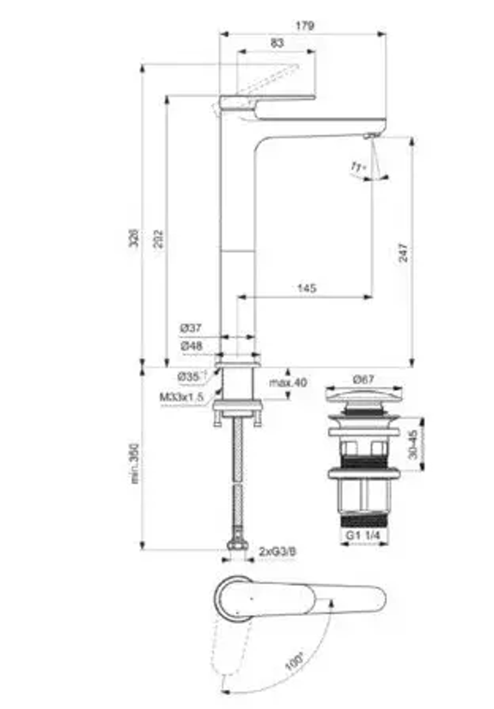 Смеситель для раковины CERAFINE O NUOVO BD966AA