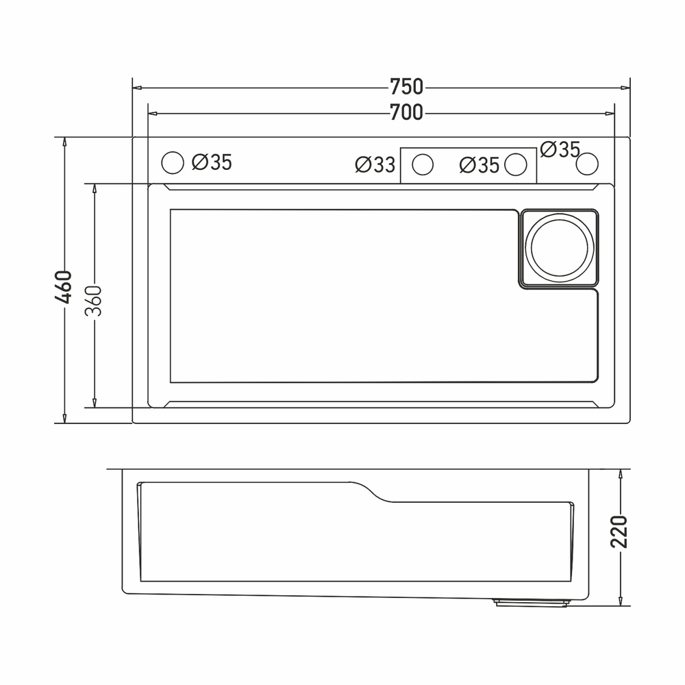 Мойка настол.монтаж 75х46 (3,0) вып 3 1/2  MIXLINE PRO 21,5см с сиф.(сатин)+доз+смесит+кол+д/р+о/с