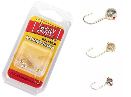 Мормышки вольфрамовые Lucky John 3шт набор 9 ШАР  граненная с отверстием и кембриком MIX 030/040/050/S блистер