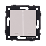 Выключатель 2-клавишный 10А/250В с LED подсветкой, кашемир матовый Kollinger REA-S-008CM для Aspekt, Eleganz, Reflex