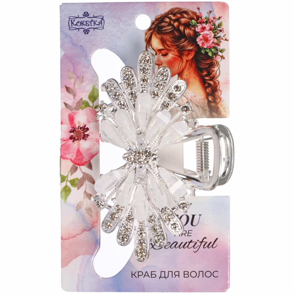 Заколка - краб для волос на блистере «LAVITA», бантик, цвет серебро и золото, 6,6*4см