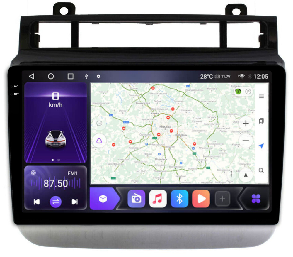 Магнитола для VW Touareg 2010-2018 (RCD550, поддержка подогревов) - Carmedia OL-9107 QLed+2K, Android 12, TS10,  CarPlay, 4G SIM-слот