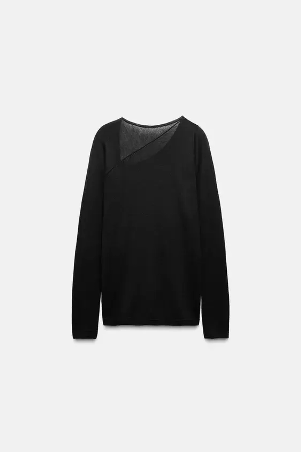 ZARA СВИТЕР ИЗ ТОНКОЙ ШЕРСТИ И ШЕЛКА, ЧЕРНЫЙ