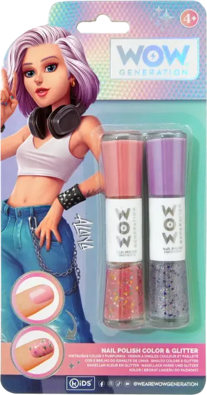 Набор из 2х лаков для ногтей с блестками WOW Generation розово-сиреневый