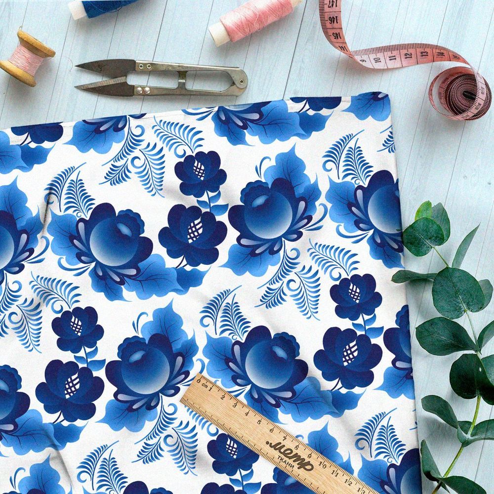 Ткань Ниагара Софт вариации на тему гжели