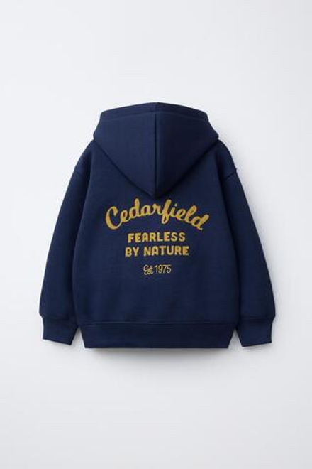 ZARA ХУДИ С ВЫШИТЫМ ТЕКСТОМ, МОРСКОЙ СИНИЙ