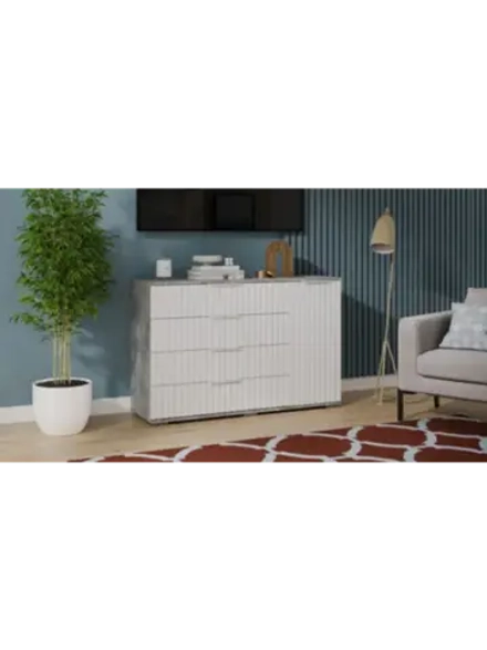 Комод для одежды Белый матовый 4 ящика 129х41х84 см