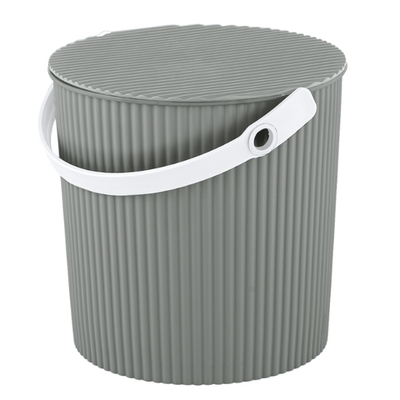 Ведро-универсал 10 л с крышкой, ребристая поверхность цвет серый