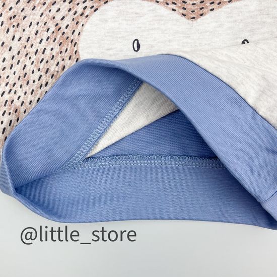 Комплект из футера "Обезьянка" синий туман/шоколад