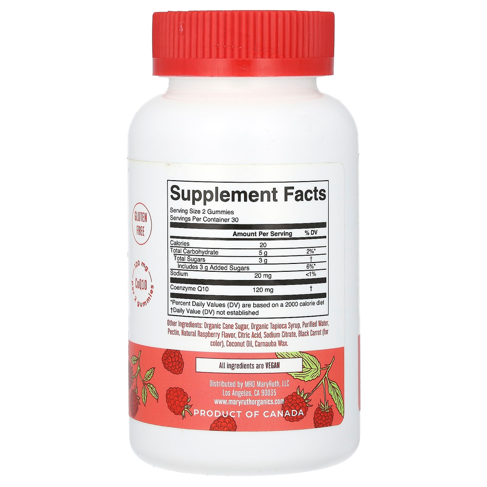 MaryRuth's, Жевательные мармеладки с коэнзимом Q10, малина, 60 жевательных таблеток (60 мг в 1 жевательной мармеладке)