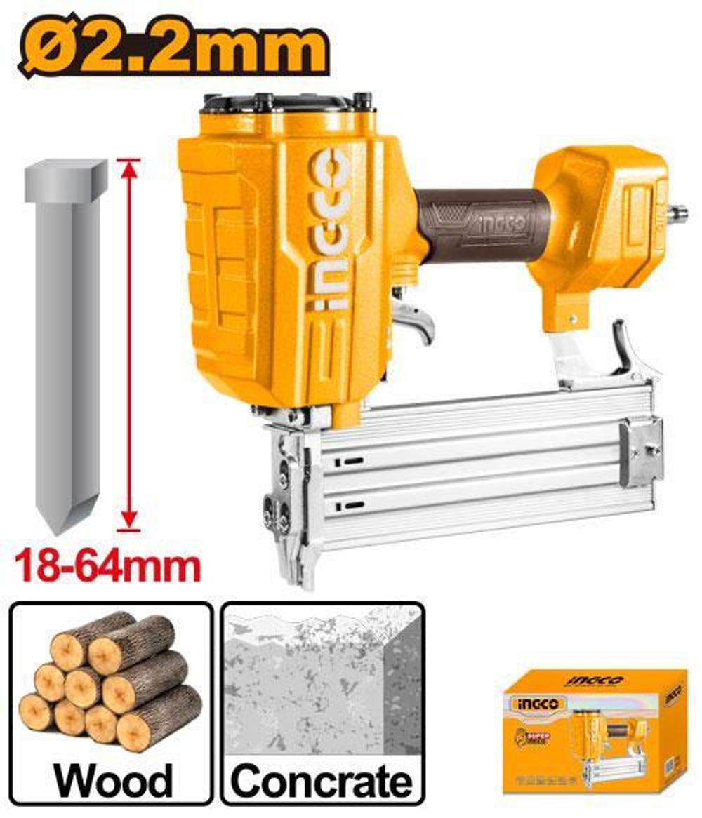 Пневматический нейлер для гвоздей ST, 14GA INGCO ACN18641 INDUSTRIAL