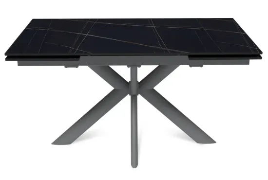 Стол "СТРОНГ" 140-220, керамика Black Gold матовая, опоры черный муар
