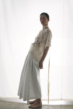 ZARA ЮБКА МИДИ АСИММЕТРИЧНОГО КРОЯ — ZW COLLECTION, ЖЕЛТОВАТО-БЕЛЫЙ