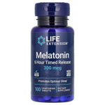 Life Extension, Мелатонин, 6-часовое высвобождение, 300 мкг, 100 растительных таблеток