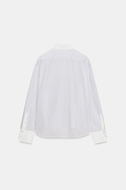 ZARA РУБАШКА В ПОЛОСКУ С КОНТРАСТНЫМ ВОРОТНИКОМ — ZW COLLECTION, ПОЛОСКИ