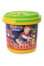 Конструктор в ведре BLOCKS №32. Артикул Арт.№042 (в наборе 32 детали конструктора, ведро, крышка от