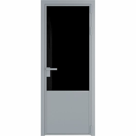 Алюминиевая дверь 19AG серебро стекло чёрный триплекс